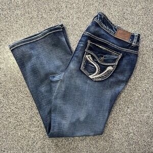 Ariya Jeans Womens 18 39x32 Mid Rise Bootcut Thick Stitch Flap Pockets Western